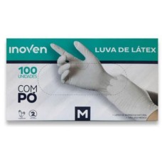 Luva Látex Descartável Tamanho M com Pó - Caixa com 100 unidades