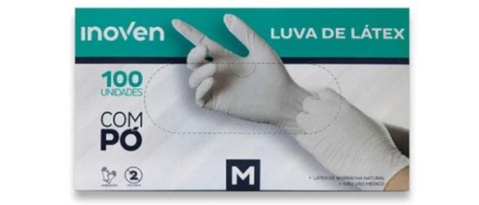 Luva Látex Descartável Tamanho M com Pó - Caixa com 100 unidades